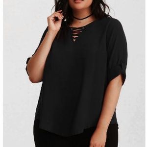 Torrid | Tab Sleeve Blouse | Black